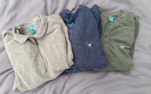 Vtg Big Dogs Green Navy Textured Henley Men's 2X 3X 1/4 Zip Pullover Sweater